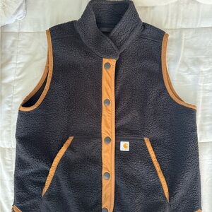 Women’s Carhartt fleece vest L large charcoal gently used condition